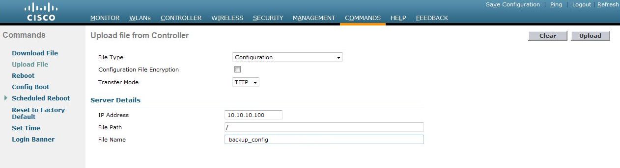 Cisco Wlc5508 コンフィグ保存方法 Gui Config Backup Network Network