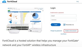 FortiCloudユーザー登録