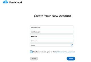 FortiCloudユーザー登録